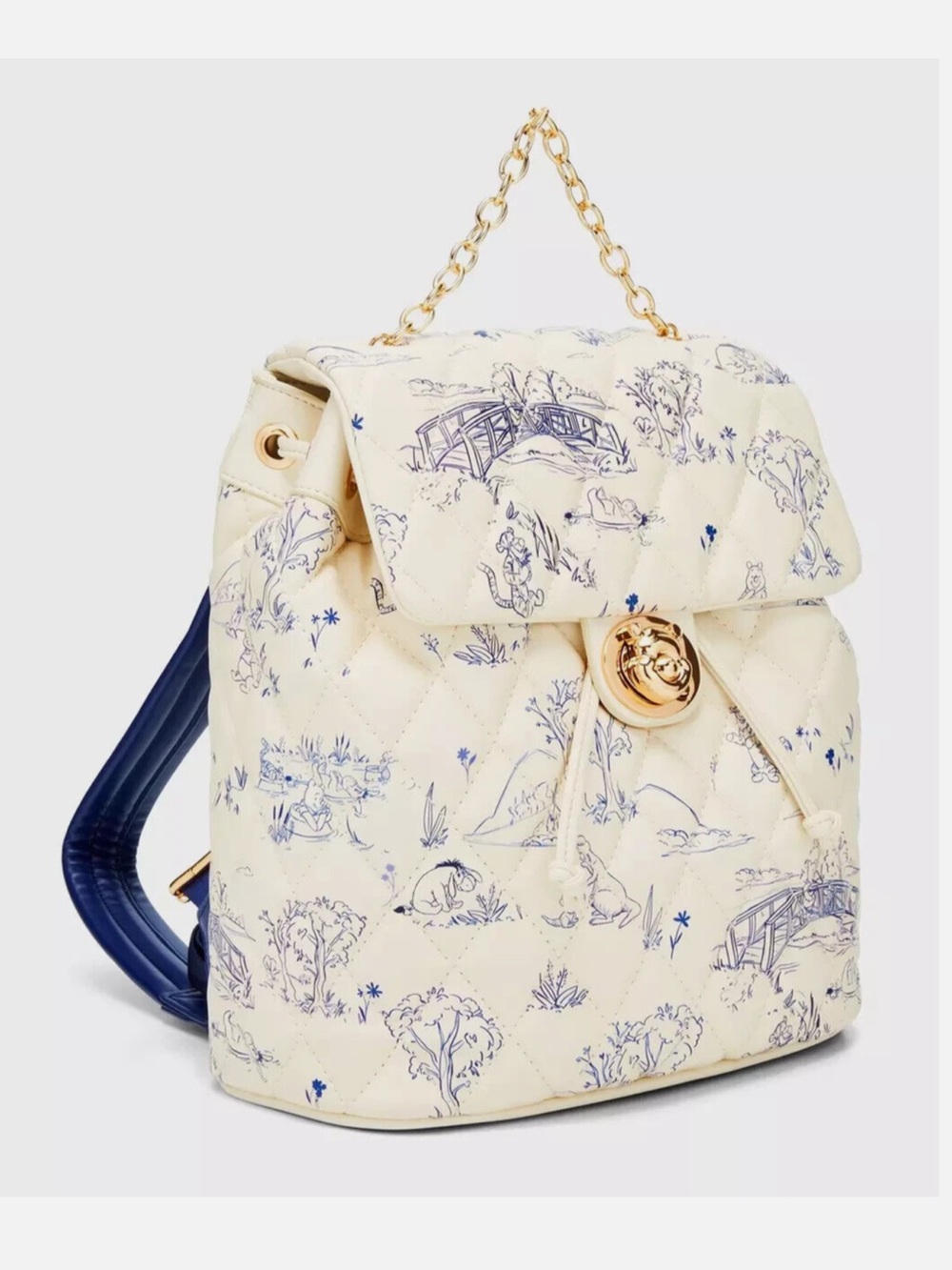 Disney Winnie the Pooh Toile Quilted Drawstring Backpack - Picture 2 of 9